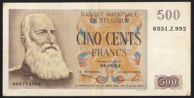 Word Banknotes - Belgium - 500 Francs 8.5.1952 King Leopold II (P. 130a) - VF+