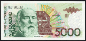 Word Banknotes - Belgium - Belgium National Bank Testnote - 5000 Francs ND (1992) Zenobe Gramme 1826-1901 (P. -) - w/o serialno. and sign. - wmk. Woma...