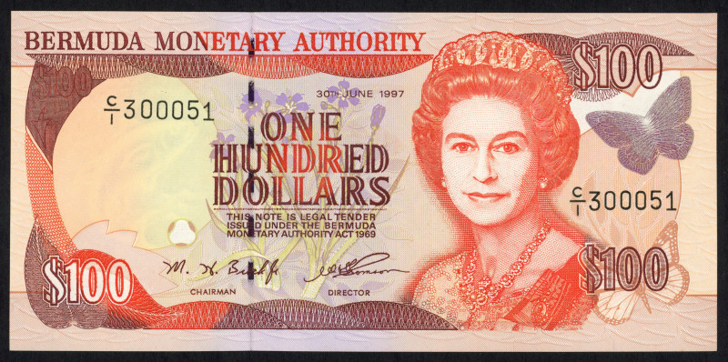 Word Banknotes - Bermuda - 100 Dollars 30.6.1997 Queen Elizabeth II (P. 49) - UN...
