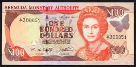 Word Banknotes - Bermuda - 100 Dollars 30.6.1997 Queen Elizabeth II (P. 49) - UNC.