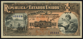 Word Banknotes - Brazil - 1 Mil Reis E. 9A (1917) Imperial Museum, handwritten signature (P. 5a) - UNC.