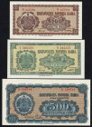Word Banknotes - Bulgaria - 200 + 250 + 500 Leva 1948 (P. 75, 76, 77) - Arms with 9.IX.1944 - Total 3 pcs. in UNC