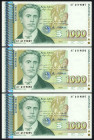 Word Banknotes - Bulgaria - 1000 Leva 1996 Levski (P. 106) - Total 4 pcs. in UNC