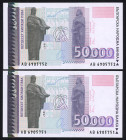 Word Banknotes - Bulgaria - 50.000 Leva 1997 St. Cyril (P. 113) - Total 2 pcs. in UNC