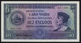 Word Banknotes - Cape Verde - 10 Escudos 16.11.1945 Bartolomeu Dias (P. 42) - aUNC.