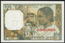Word Banknotes - Comoros - 100 Francs ND (1963) Banque de Madagascar et des Comores (P. 3) - UNC.