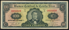 Word Banknotes - Costa Rica - 100 Colones 29.4.1960 - series A (P. 224a) - VF.
