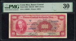 Word Banknotes - Costa Rica - 1000 Colones 29.8.1966 series A (P. 226b) - PMG Very Fine 30.