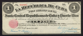 Word Banknotes - Cuba - 1 Peso 17.8.1869 Uniface (P. 61) - XF+