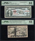 Word Banknotes - Cuba - Lot of 4 graded notes aw. 1 Peso 1953 (P. 86a) PMG 64, Cuban Revolutionary Movement Bond 2 + 5 + 10 Pesos 1958 (P. unlisted) P...