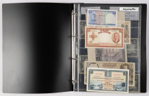 Banknotes world in albums - World - Nice lot among which Uzbekistan P. 24, Spain P. S567a, Syria P. 92a, Scotland P. 191a, Malta P. 22a, Fr.Eq.Africa ...