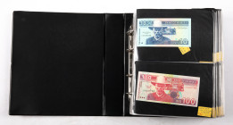Banknotes world in albums - World - Dealer Stockbook by alphabet holding over 300 mainly UNC World Currency from Namibia to Peru, different years & de...