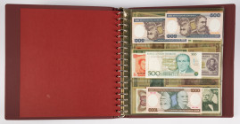 Banknotes world in albums - World - Collection of mainly UNC world currency aw. Brazil, Venezuela, Paraguay, Peru, Argentina, Chile, Mauritania, Ecuad...