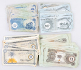 Banknotes world in boxes - Biafra - 24x 1 Pound 1967 (P. 2), 27x 5 Shillings 1968-69 (P. 3), 20x 10 Shillings 1968-69 (P. 4), 52x 1 Pound 1968-69 (P. ...