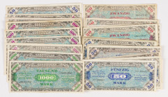 Banknotes world in boxes - Germany - Box banknotes Germany Allied Military occupation 20 + 50 + 100 + 1000 Mark 1944 (P. 195/198) - Total ca. 36 pcs.
