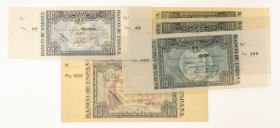 Banknotes world in boxes - Spain - 50 + 100 (3x) + 1000 Pesetas 1937 Civil War issues (P. S564 - S565 - S567) - Total 5 pcs. - XF/UNC.