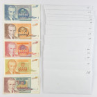 Banknotes world in boxes - Yugoslavia - 90 pieces of all REPLACEMENT notes in VF/XF. 18x 1000 Dinara 1990 (P. 107), 18x 1000 Dinara 1991 (P. 110), 18x...