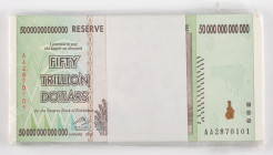 Banknotes world in boxes - Zimbabwe - 50 Trillion Dollars 2008 (P. 90) - Bundle of 100 consecutive pieces - UNC.