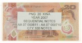 Banknotes world in boxes - World - Papua New Guinea 20 Kina (ND 2007) Bundle of 100 sequential notes (P. 31a) - UNC