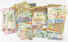 Banknotes world in boxes - World - Interesting tin can holding many World currency including redeemables, Netherlands, Ukraine, Germany, Australia, Sw...