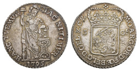 Bataafse Republiek (1795-1806) - Gelderland - 3 Gulden 1795 (Sch. 77 / Delm. 1145/R1) - 31.48 gram - VF/XF, ex collection Vinkenborg