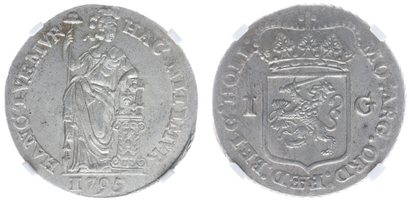 Bataafse Republiek (1795-1806) - Holland - 1 Gulden 1795 (Sch. 91a / Delm. 1179)...