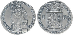 Bataafse Republiek (1795-1806) - Holland - 1 Gulden 1797 (Sch. 92c1 /R) met 'HOLL:*' - ribbon hanging down / space between hand and body of virgin - V...