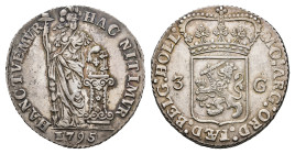 Bataafse Republiek (1795-1806) - Holland - 3 Gulden 1795 (Sch. 79 / Delm. 1146) -31.06 gram - VF/XF, ex collection Vinkenborg