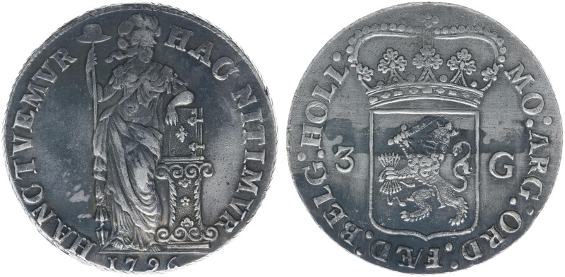 Bataafse Republiek (1795-1806) - Holland - 3 Gulden 1796 with 'HOL.' in legend (...