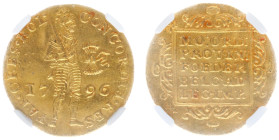 Bataafse Republiek (1795-1806) - Holland - Gouden Dukaat 1796 Dordrecht (Sch. 20 / Delm. 1171B /R1) - bent - NGC UNC Details (8213360-004) - rare - ex...