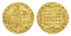 Bataafse Republiek (1795-1806) - Holland - Gouden Dukaat 1803 Dordrecht (Sch. 27 / Delm. 1171B /R) - 3.45 gram - VF - rare, ex collection Vinkenborg