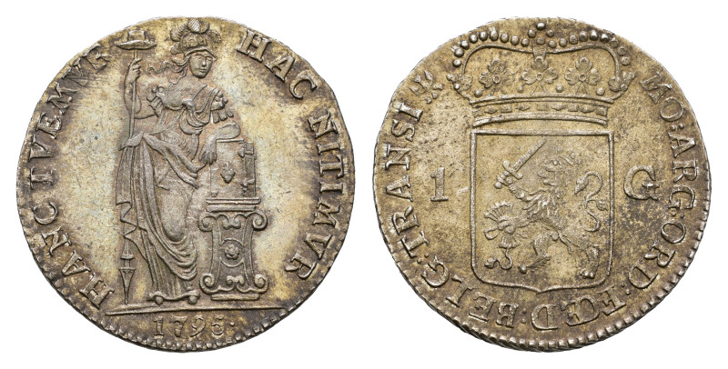 Bataafse Republiek (1795-1806) - Overijssel - 1 Gulden 1795 mm. Eagle (Sch. 99 R...