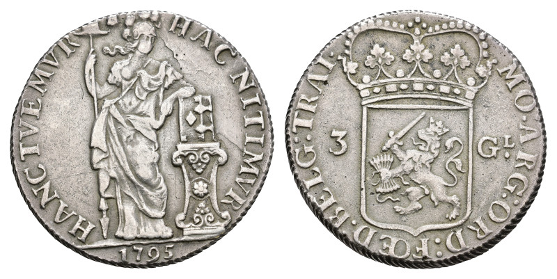 Bataafse Republiek (1795-1806) - Utrecht - 3 Gulden 1795 (Sch. 87b / Delm. 1150)...