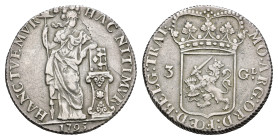 Bataafse Republiek (1795-1806) - Utrecht - 3 Gulden 1795 (Sch. 87b / Delm. 1150) - 30.85 gram - Dutch virgin with hand on hip - a.VF