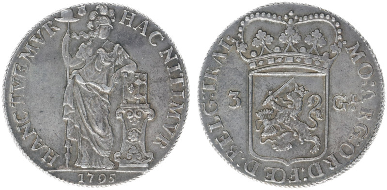 Bataafse Republiek (1795-1806) - Utrecht - 3 Gulden 1795 (Sch. 87b / Delm. 1150)...