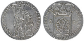 Bataafse Republiek (1795-1806) - Utrecht - 3 Gulden 1795 (Sch. 87b / Delm. 1150) - 32.00 gram - Dutch virgin with hand on hip - XF+