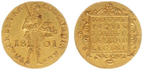 Bataafse Republiek (1795-1806) - Utrecht - Gouden Dukaat 1801 (Sch. 37 / Delm. 1171C) - 3.51 gram - a.UNC