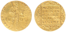Bataafse Republiek (1795-1806) - Utrecht - Gouden Dukaat 1805 (Sch. 41 / Delm. 1171C) - 3.51 gram - wavy flan - VF/XF