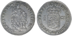 Bataafse Republiek (1795-1806) - West-Friesland - ½ Gulden 1796 (Sch. 101 / Delm. 1200 / WES 117/R2) - 6.07 gram - XF - very rare