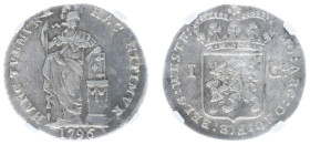 Bataafse Republiek (1795-1806) - West-Friesland - 1 Gulden 1796 (Sch. 95b /R / Delm. 1180) with smaller letters 'WESTF:' and round altar + guirlande -...