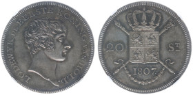 Koninkrijk Holland (Lodewijk Napoleon 1806-1810) - Pattern 20 Stuivers Louis Napoleon struck in silver (Sch. 141 / RRRR / LSch.167 R4) by J.G. Holtzhe...