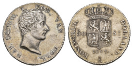 Koninkrijk Holland (Lodewijk Napoleon 1806-1810) - 50 Stuivers 1807 with name of engraver GEORGE F on truncation (Sch. 148 /RR) - 26.23 gram - donated...
