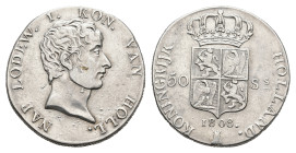 Koninkrijk Holland (Lodewijk Napoleon 1806-1810) - 50 Stuiver 1808 Lodewijk Napoleon mm. Bee, reeded edge (Sch. 149) - a.VF