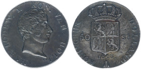 Koninkrijk Holland (Lodewijk Napoleon 1806-1810) - 50 Stuivers 1808 Lodewijk Napoleon mm. Bee reeded edge (Sch. 149) - 26.44 gram - patina - XF/UNC