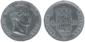 Koninkrijk Holland (Lodewijk Napoleon 1806-1810) - 1 Gulden 1809 Lodewijk Napoleon mm. Bee, off-metal specimen in LEAD (Sch. - / cf. Sch. 154a) - 10.2...