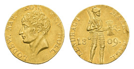 Koninkrijk Holland (Lodewijk Napoleon 1806-1810) - Gouden Dukaat 1809 - 2nd type (Sch. 130 / Delm. 1179 /R) - 3.49 gram - Obv. Bust Lodewijk Napoleon ...