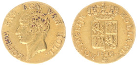 Koninkrijk Holland (Lodewijk Napoleon 1806-1810) - Gouden Dukaat 1809 mm. Bee - 3rd type (Sch. 132 / Delm. 1180) - 3.47 gram - Obv. Bust Lodewijk Napo...