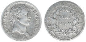 Nederland onder Napoleon (1810-1813) - ½ Franc 1812 mm. fish (Sch. 171 /RR) - 2.49 gram - mintage: 5.066 ex. - VF - very rare