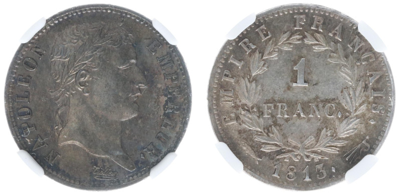 Nederland onder Napoleon (1810-1813) - 1 Franc 1813 mm. Flag (Sch. 170 /R) - min...