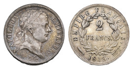 Nederland onder Napoleon (1810-1813) - 2 Francs 1813 mm. Perch (Sch. 168 R) - 9.97 gram - XF/UNC - mintage: 50.675 ex. - rare, ex collection Vinkenbor...